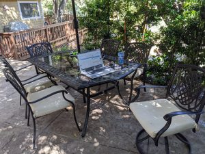 quikstor work from home wfh remote work office on patio