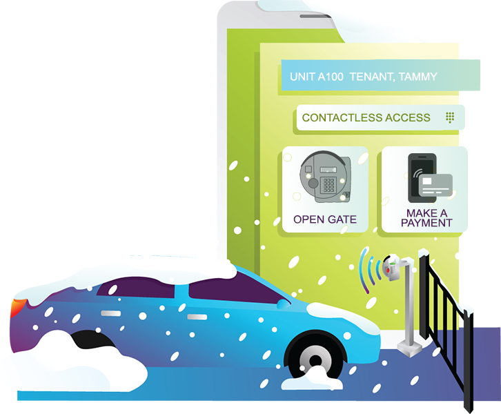 quikstor infinity keypads are app-enabled so tenants can open the gate without getting out of their car
