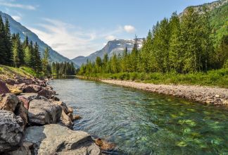 A River Runs Through Glacier National Park in Montana